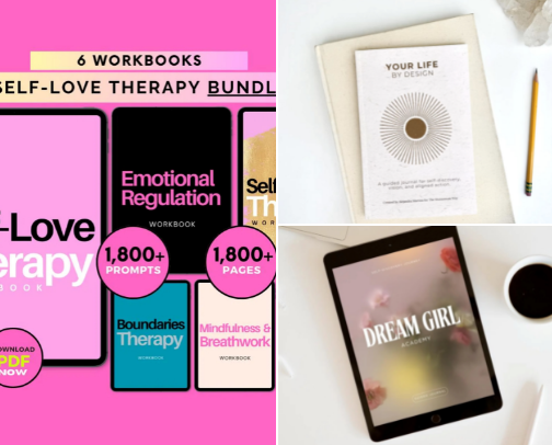 Digital Journal & Shadow Work Tools for Emotional Clarity + Self-Growth cover photo collage