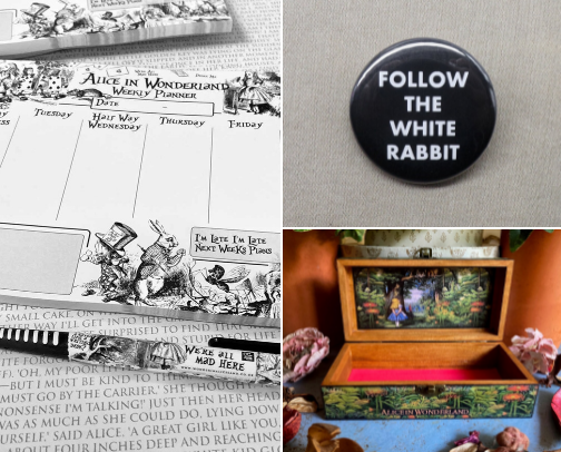 Alice in Wonderland Themed Gifts cover photo collage