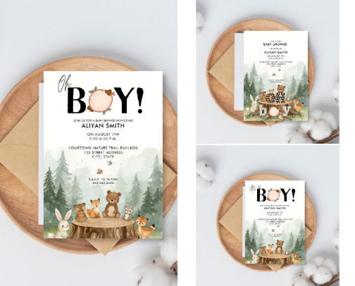 Woodland 🪵 Safari Animals 👶🏻 Baby Shower Collection cover photo collage