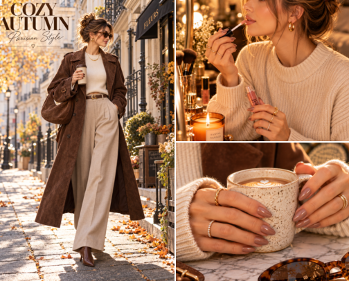Chic Suede Trench & Ecru Wide-Leg Autumn Look 2026 cover photo collage