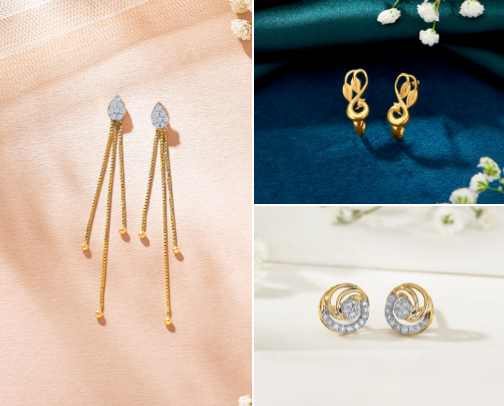 GOLD stylish Earrings cover photo collage