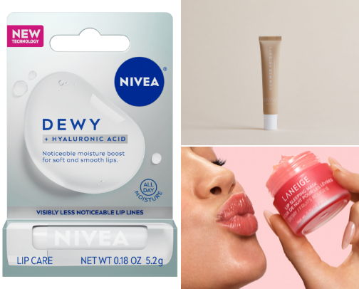 Shiny, moisturized lips cover photo collage