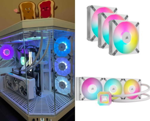 Aesthetic White and RGB PC Build cover photo collage