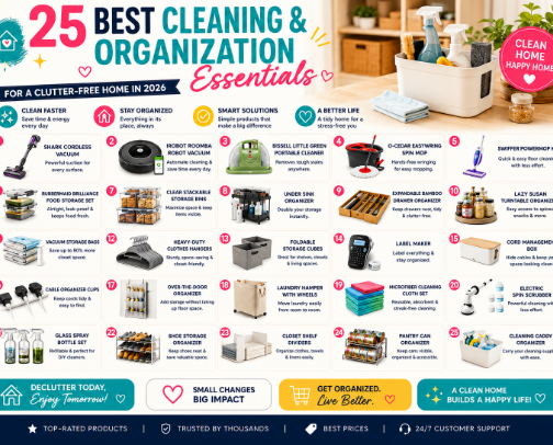 25 Best Cleaning & Organization Essentials for a Clutter-Free Home in 2026 🧹 cover photo collage
