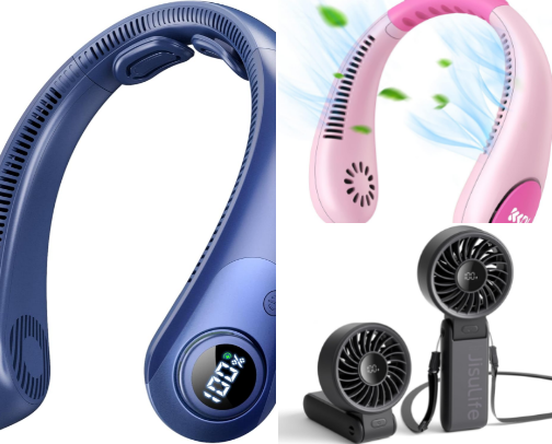 Best Neck Fan on Amazon: Rechargeable Neck Fan with Cooling Plate for Travel cover photo collage