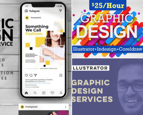 Graphic design services | Fiverr cover photo collage