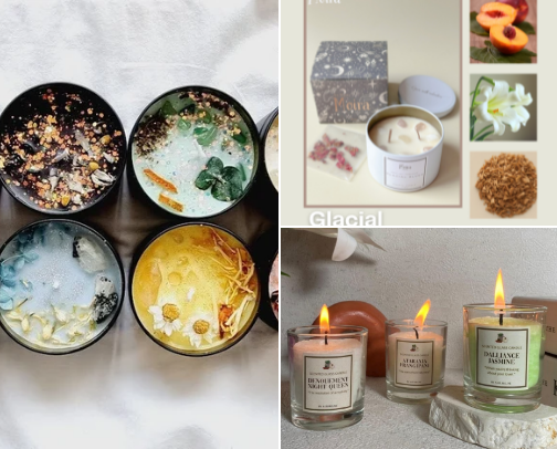 Natural Crystal-Infused Scented Candles for Home Decor". cover photo collage