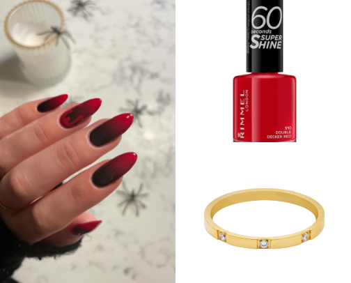 🧛🏻‍♀️🩸 black and red ombré nails cover photo collage