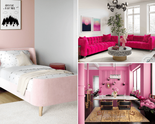 Pink furniture cover photo collage
