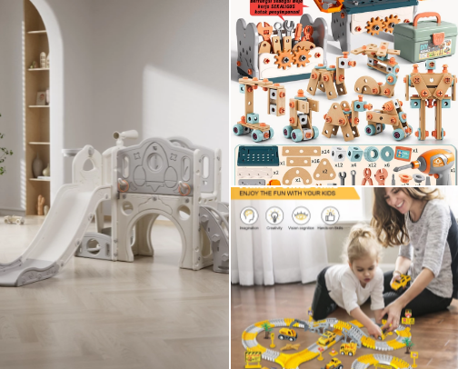 Toys for children cover photo collage