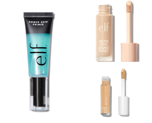 full face of DRUGSTORE makeup cover photo collage