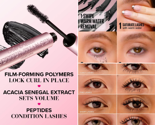 Insane Length, Questionable Innocence Boldest JetBlack + CRYSTAL CLEAR Mascara, Volume Enhancing + 💗🫶 NO CLUMP CLASSICS!! complete Clump Crusher! cover photo collage