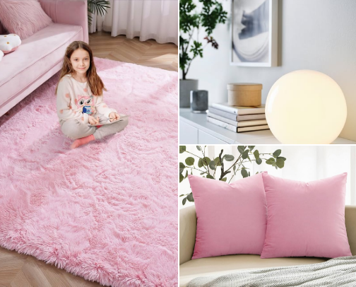 Blush Cozy Home | Soft Pink Minimalist Living Space cover photo collage