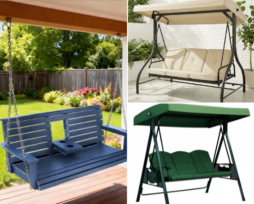 Porch Swings That Instantly Upgrade Your Backyard Vibe cover photo collage