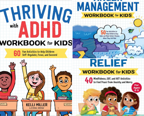 Get Free - Thriving with ADHD Workbook for Kids: 60 Fun Activities to Help Children Self-Regulate, Focus, and Succeed (Health and Wellness Workbooks for Kids) companion resources cover photo collage