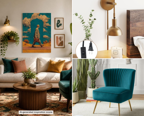 A Colorful Living Room with a Story cover photo collage