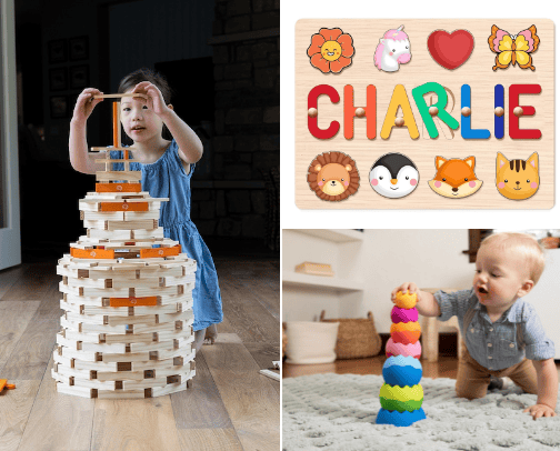Build Brilliance: Montessori Toys for Curious Kids cover photo collage