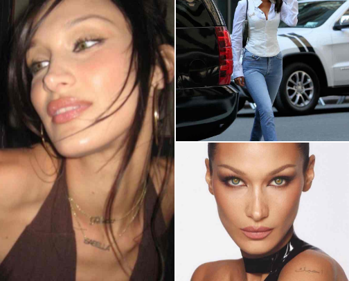 Bella Hadid makeup routine cover photo collage
