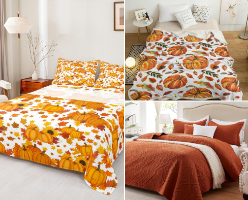 Top Staycation Essentials for Fall: Cozy Bedding, Autumn Decor, and Fall Comforts cover photo collage
