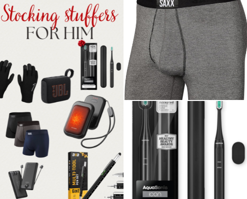 Stocking stuffers for him 🖤🎅🏼 cover photo collage
