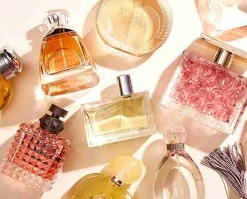 Perfumes and cosmetics cover photo collage