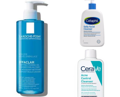 oily skincare produducts cover photo collage