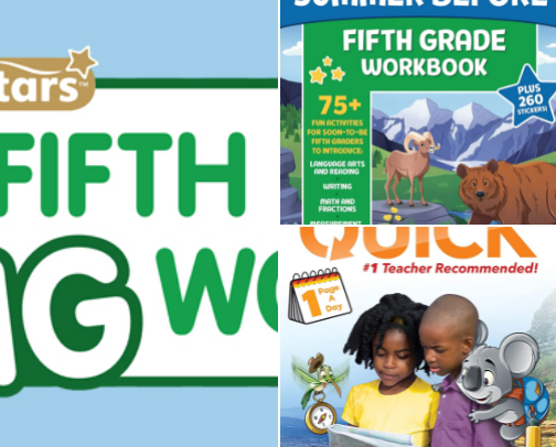 Read Online - Engaging 5th Grade BIG Workbook: All Subjects for Kids 10 - 11 includes 220+ Activities Reading Comprehension, Vocabulary and Language Arts, Writing, Math ... Fractions, Geometry, Decimals and More for motivated learners cover photo collage