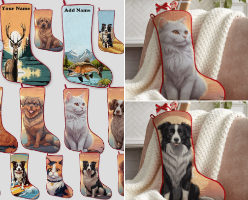Dogs, Cats and Horses Christmas Stockings cover photo collage
