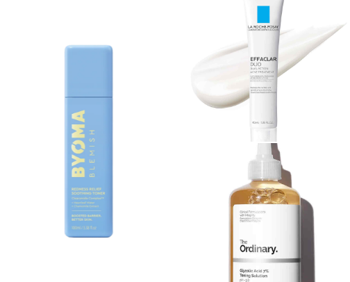 Products I use as someone dealing with acne prone skin:) cover photo collage