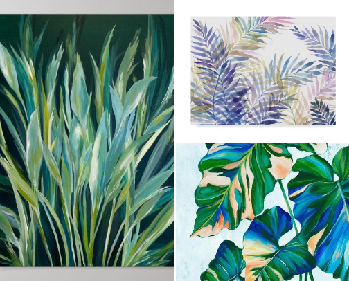 Tropical and Botanical Leaves Art cover photo collage