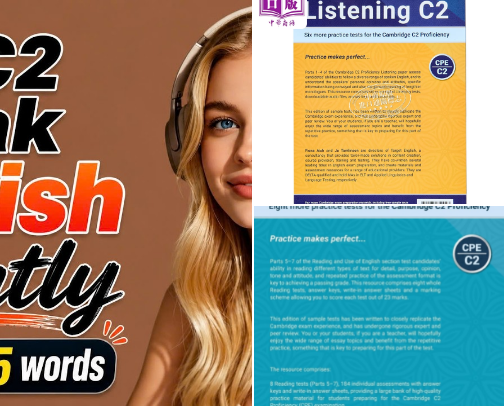 Download - Listening C2: Six practice tests for the Cambridge C2 Proficiency: Answers and audio included (Cambridge C2 English) for exam success cover photo collage