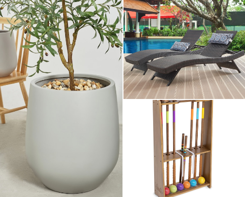 Backyard Furniture and Planters cover photo collage