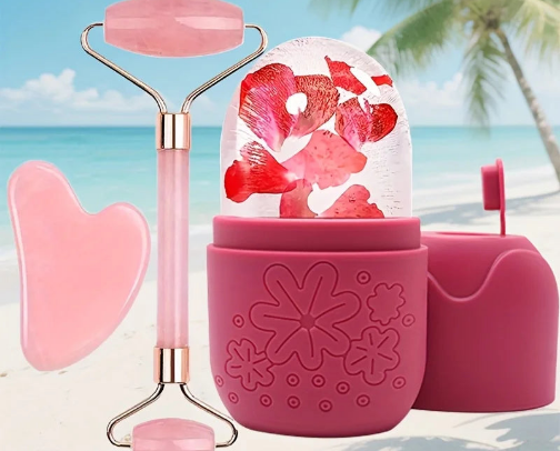 3 in 1 Ice Roller & Gua Sha Facial Massage Set cover photo collage