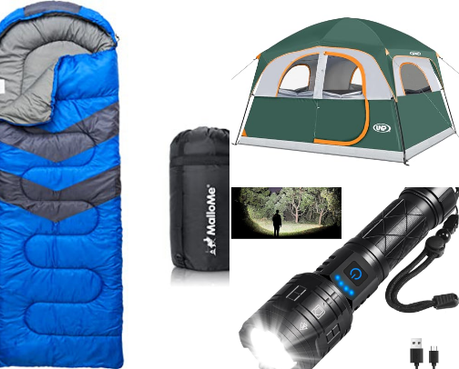 Camping must haves cover photo collage