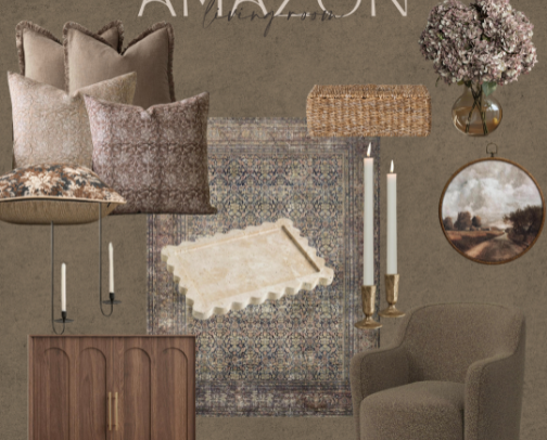 Warm Neutral Living Room styling cover photo collage