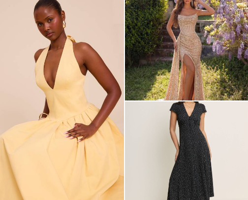 Elegant affordable dresses cover photo collage
