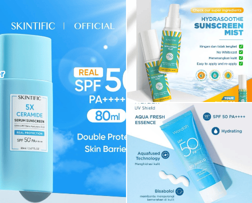 Sunscreen di Bawah Rp100 Ribu ☀️ cover photo collage