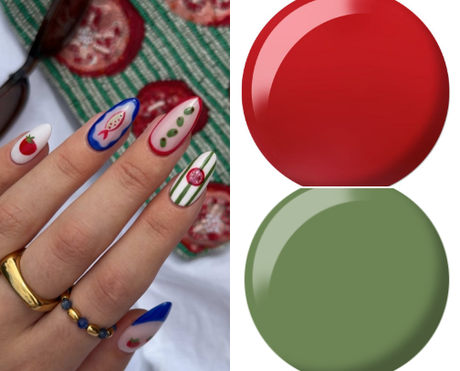 🫒🐟🍅 olive and tomato nails cover photo collage