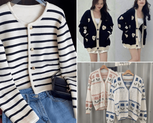 sweater wanita / cardigan cantik bergaya korea imut cover photo collage