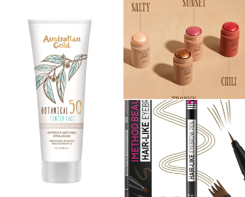 Makeup for Mature Skin. Everyday Favs that may provide Sun Protection, Skin Care, or Clean Ingredients. cover photo collage