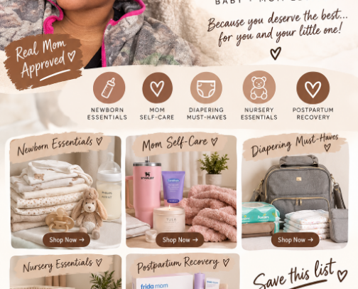 🍼 New Mommy Must-Haves + Baby Essentials cover photo collage
