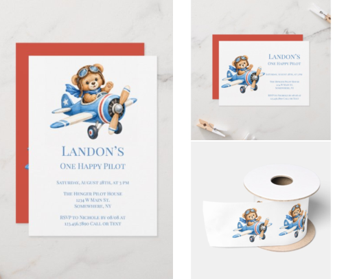 One Happy Pilot 1st. Boy Birthday Party cover photo collage