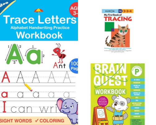 Discover the best preschool and kindergarten workbooks designed to help kids practice letter tracing, handwriting, counting, problem-solving, and fine motor skills. These activity books are great for ages 3-6, making learning fun through puzzles, mazes, and interactive exercises. Perfect for home learning, classroom practice, homeschooling, or kindergarten preparation. cover photo collage