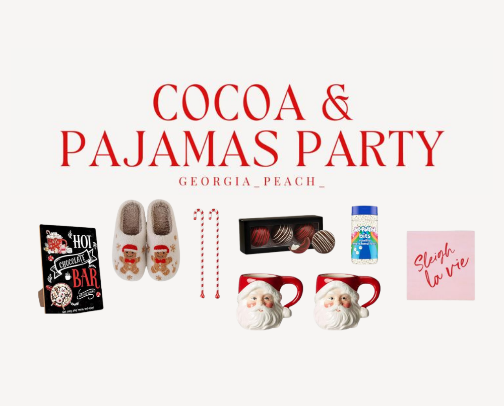 Christmas Cocoa & Pajama Party | Holiday Party Ideas & Outfit Inspo cover photo collage