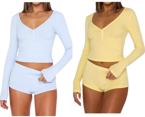 2pc Pajama Shorts Set cover photo collage