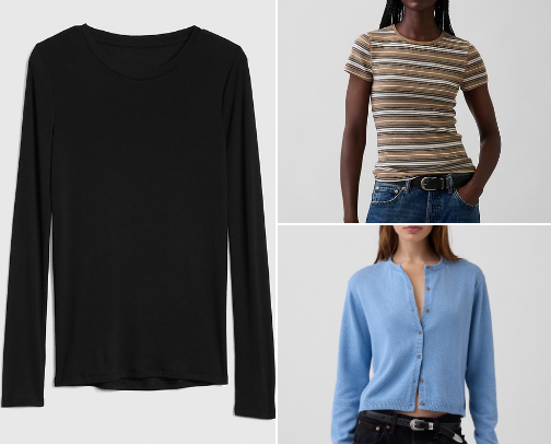 My fav Gap 90s-vibe good quality basics cover photo collage