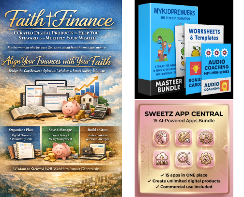 Faith & Finance: Curated Digital Products to Help You Steward and Multiply Your Wealth cover photo collage