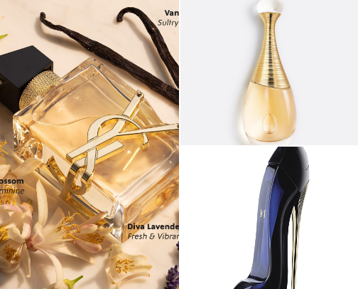 Find your signature scent. 🌸 Perfumes every woman will love!” 💕 cover photo collage