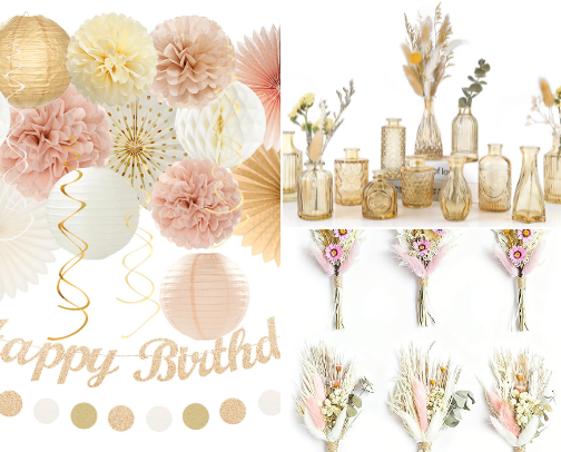 Pink & Gold Theme for Birthday, Wedding, Promotion, Graduation cover photo collage