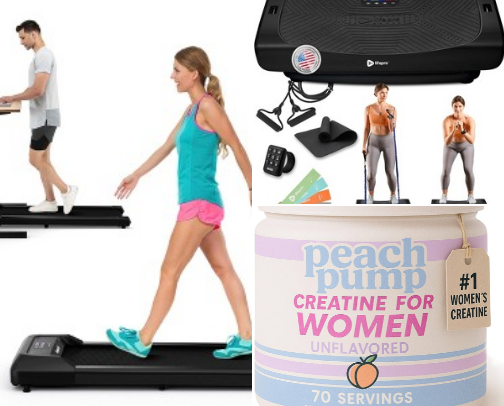 Favorite at home fitness equipment and supplements for mom cover photo collage